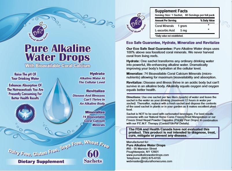 Natural Home Cures Pure Alkaline Water Drops With Bioavailable Coral Calcium Front Back Label